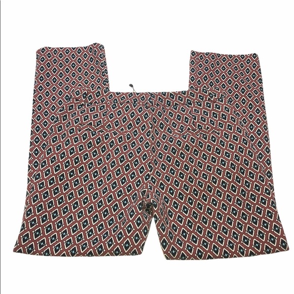 ZARA 70’s Retro Burgundy Geometric Print Flared Trouser Pants Size Medium - Picture 5 of 13